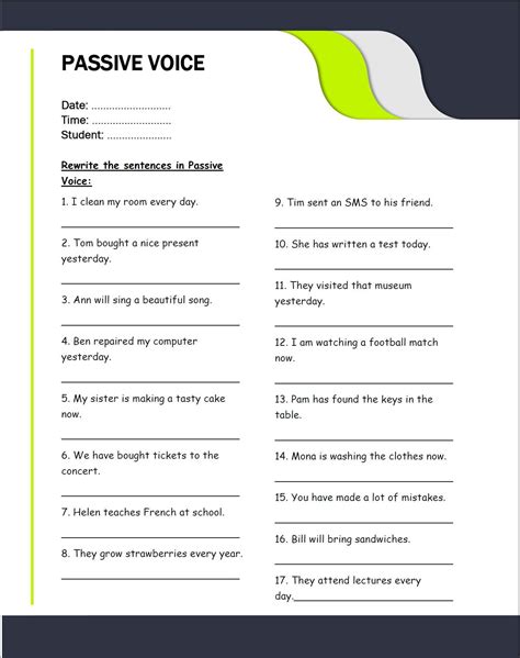 Passive Voice Chart Worksheets And Answer Keys Student Focus Student Learning Active And