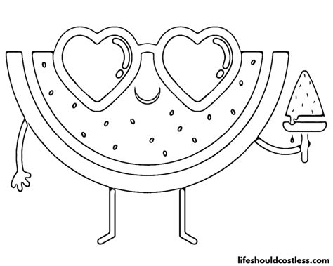 Watermelon Coloring Pages Free Printable Pdf Templates Life Should Cost Less