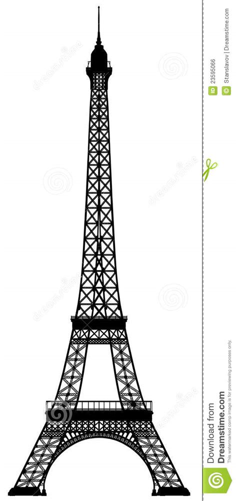 Eiffel Tower Outline Silhouette Stock Illustration Illustration Of