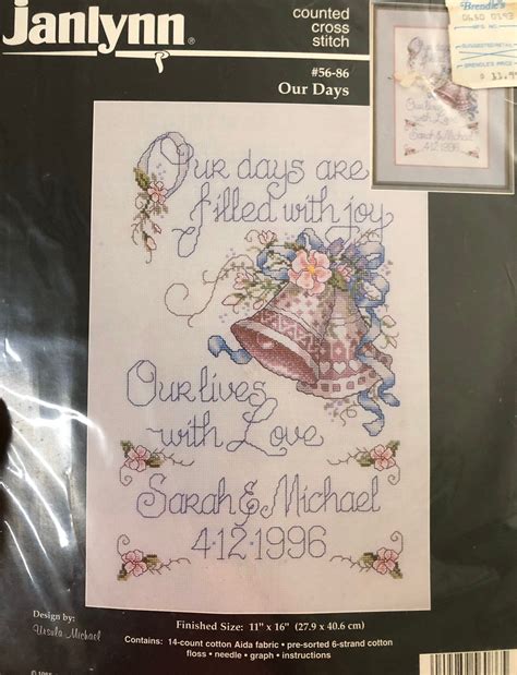 Our Days Wedding Sampler Counted Cross Stitch Kit Janlynn Etsy Wedding Sampler Counted