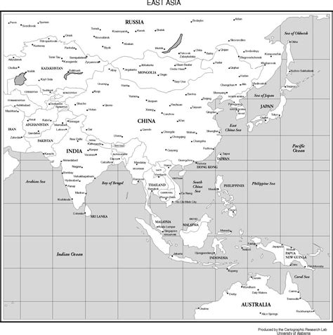 Map Of Asia Black And White My Blog
