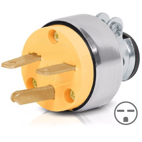 Clavija Blindada Con Tierra Cara Chino 250 V Voltech 46203 - $ 18.50 en
