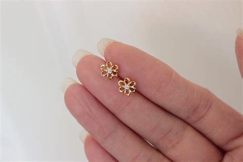 Flower Stud Earrings Tiny Gold Studs Dainty Stud Earrings Children