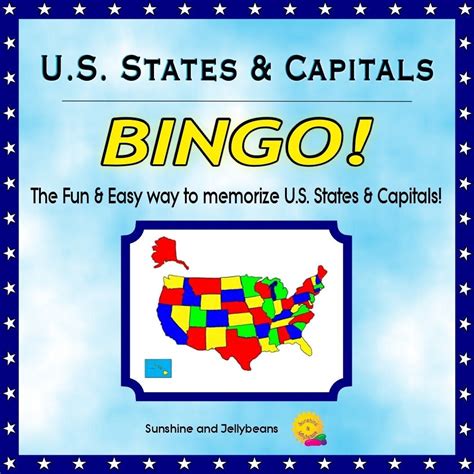 Us States And Capitals Bingo Game Fun And Easy Geography Study Etsy