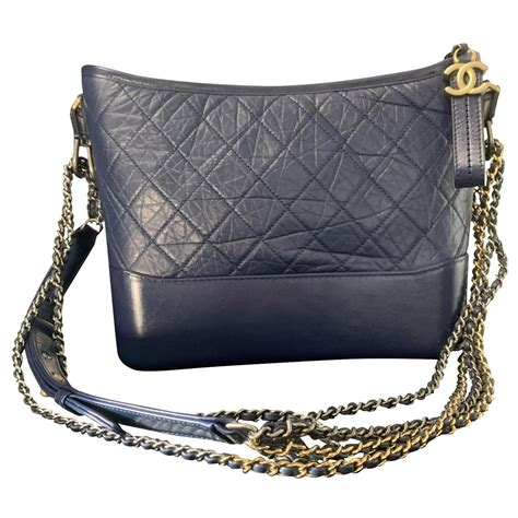 Chanel Gabrielle De Chanel Large Hobo Bag Handbags Leather Blue Ref
