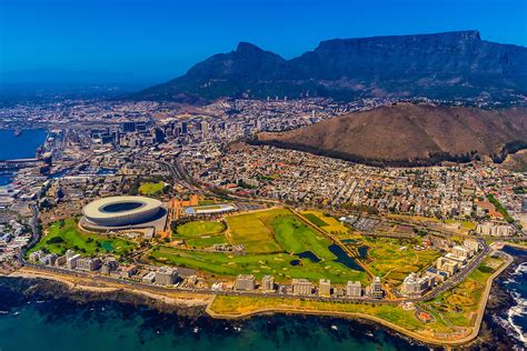 Aerial View Of Coastline Of Cape Town With Signal Hill And Table