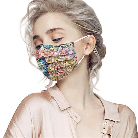 50pc Flower Disposable Face Mask For Women 3 Ply Disposable Face Mask