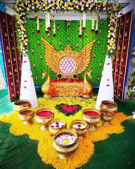 Brass Gangalam Wedding Decoration Mangala Snanam Set Brass Flower