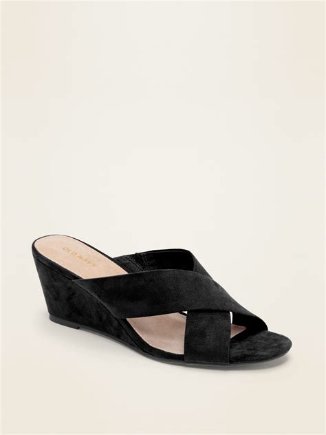 Faux Suede Cross Strap Wedge Sandals For Women Old Navy