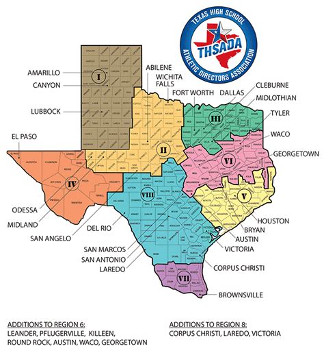 Texas High School Athletic Directors Association Regional Map