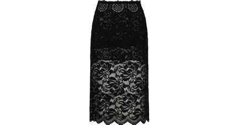 Paco Rabanne Sheer Lace Midi Skirt In Black Lyst