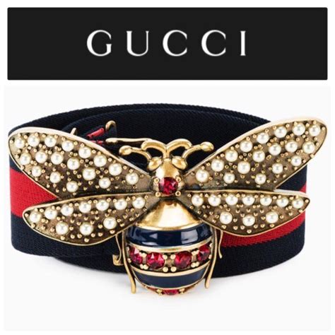 Gucci Crystal And Pearl Bee Web Belt The Volte