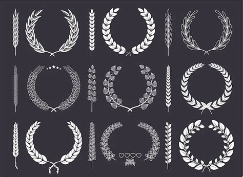 Laurel Wreaths And Branches Vector Collection Vector Premium