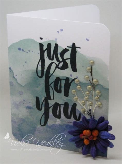 A Card With The Words Just For You Written On It And A Purple Flower In