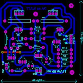 We also can use another pnp and npn transistor. OCL 68 Watt Power Amplifier