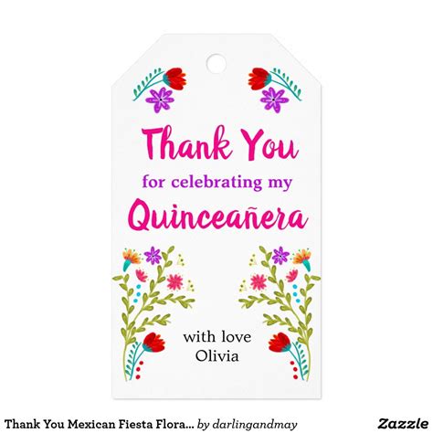 Typically, an average gift amount will be no less than $50. Thank You Mexican Fiesta Floral White Quinceanera Gift ...