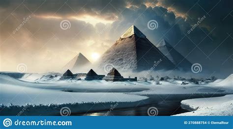 Egyptian Pyramids In The Snow Stock Illustration Illustration Of
