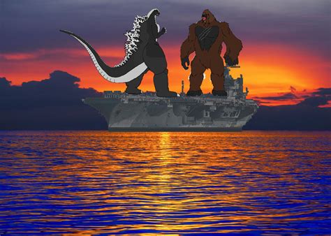 Godzilla Vs Kong Confrontation On Aircraft Carrier By Leivbjerga On