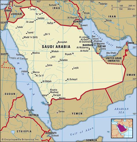 Saudi Arabia Political Map With Capital Riyadh And National Borders