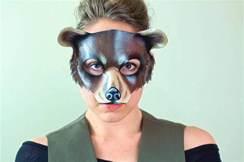 Leather Grizzly Bear Mask Woodland Mask Masquerade Mask Etsy