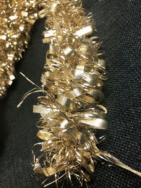 Christmas Garland Vintage Gold Ribbon Looped Sparkling Gold Etsy