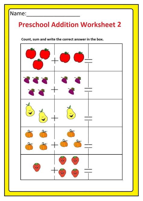 Preschool Basic Addition Worksheet 2 Free Printable Preschool Crafts