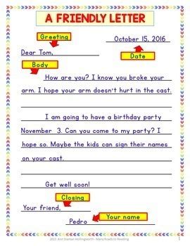 Anchor charts to teach and student printables. Writing Thoughtful Friendly Letter Grades 1-2 by Many ...