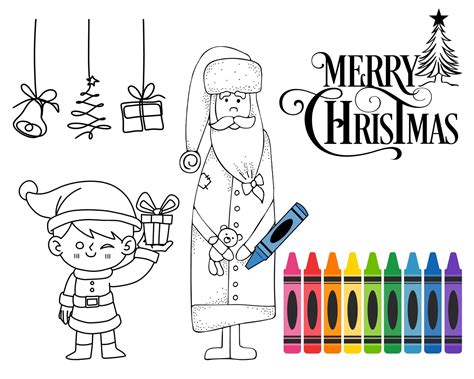 Digital Coloring Page Christmas Coloring For Kids Merry Etsy