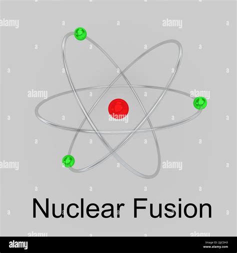 3d Illustration Of An Atom With Nuclear Fusion Title Isolated Over