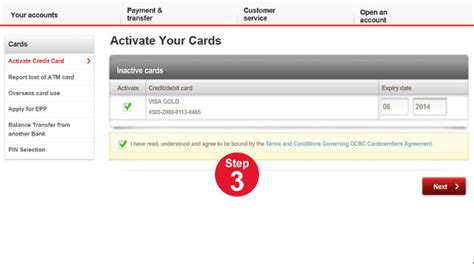 Input the card information and follow the prompts. Credit Card Activation Guide | OCBC Personal Banking
