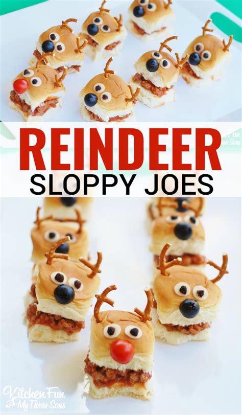 Make food fun for kids with food art. Christmas Party Idea - Reindeer Sloppy Joe Sliders with ...