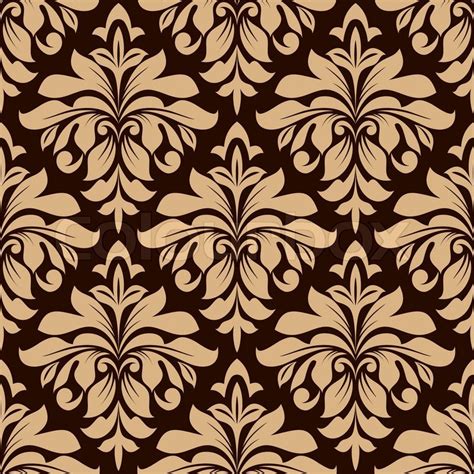 Free for commercial use no attribution required high quality images. Light brown floral seamless pattern on dark brown ...