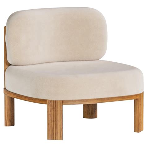 Contemporary Modern Tobo Armchair In Fabric And Oak Wood By Collector