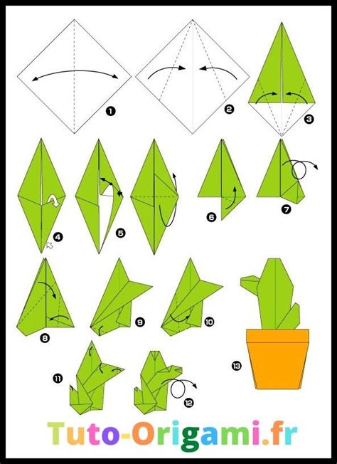 🌵 Tutoriel Pour Faire Un Cactus En Deux étapes En Origami 🌵 Origami