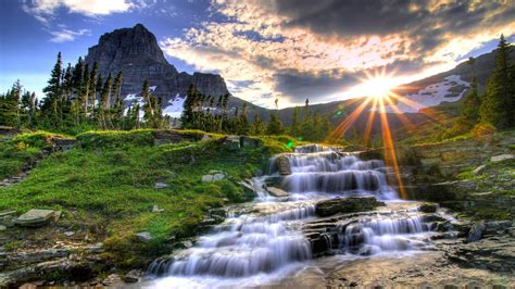 Hd wallpapers and background images. Beautiful Nature Wallpapers HD | Sun Shine Water Fall ...