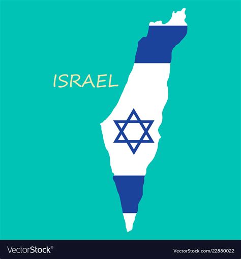 Israel Map Painted In The Color Of The Flag Vector Image