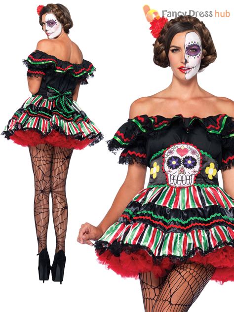 Ladies Leg Avenue Mexican Day Of The Dead Fancy Dress Womens Halloween