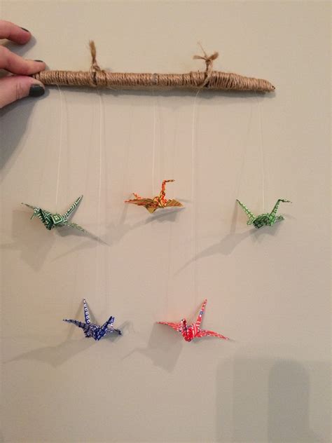 Paper Crane Wall Art Origami Mobile Hanging By Liztaylordesigns