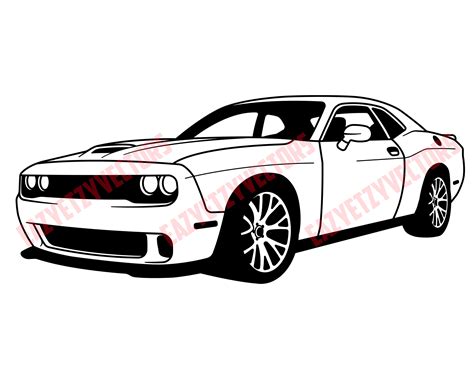 2016 Dodge Challenger Hellcat Vector File Drawing Etsy