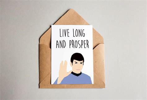 Nerd Birthday Card Fresh Spock Live Long And Prosper Star