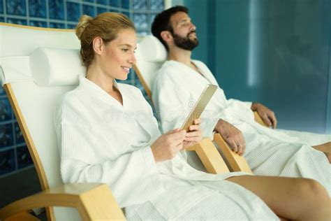 couple enjoying spa treatments and relaxing stock image image of beauty robe 132650395
