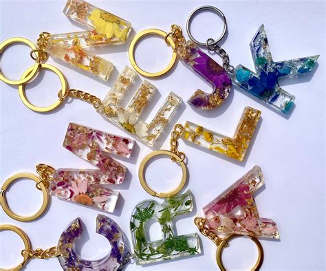 Custom Resin Letter Keychains Etsy