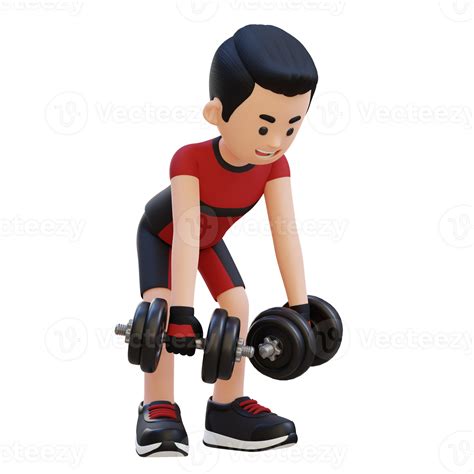 3d Sportsman Character Performing Dumbbell Bent Over Reverse Fly 25001988 Png