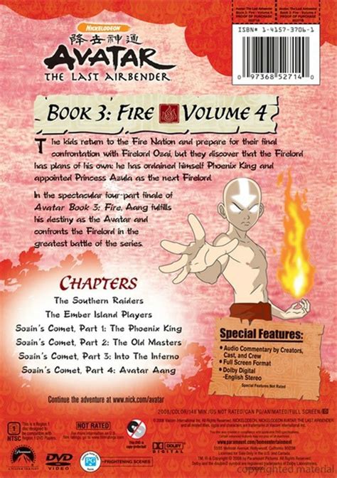 Avatar Book 3 Fire Volume 4 Dvd 2008 Dvd Empire