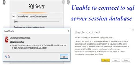 Unable To Connect To Sql Server Session Database