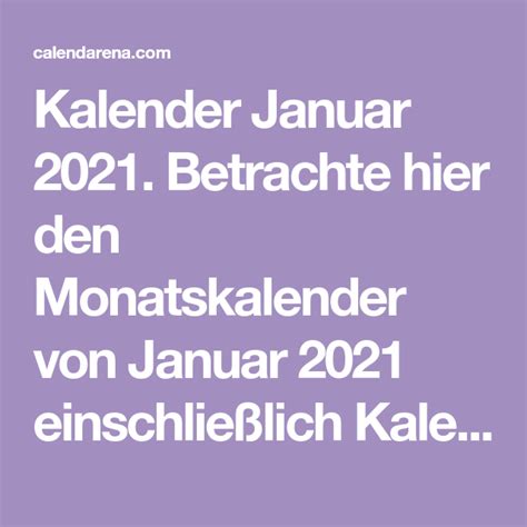 Kalender Januar 2021 Betrachte Hier Den Monatskalender Von Januar 2021