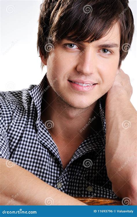 Cute Confident Young Guy With Little Smile Stock Photo Image Of