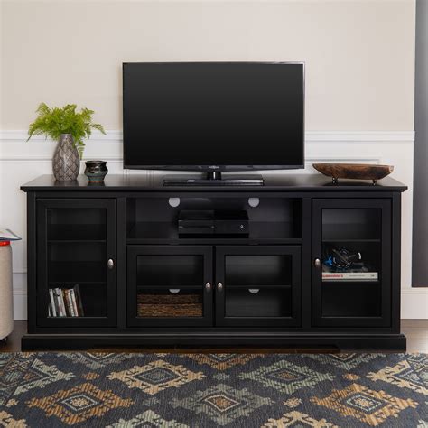 Walker Edison Contemporary Tall Tv Stand For Tvs Up To 78 Black
