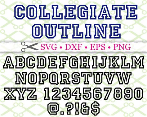 Collegiate Svg Font Cricut And Silhouette Files Svg Dxf Eps Png