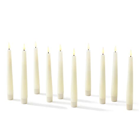 Infinity Wick Ivory 7 Taper Candles Set Of 10 Decor Flameless